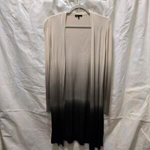 Lafayette 148 New York beige black ombre long sleeve duster open cardigan medium